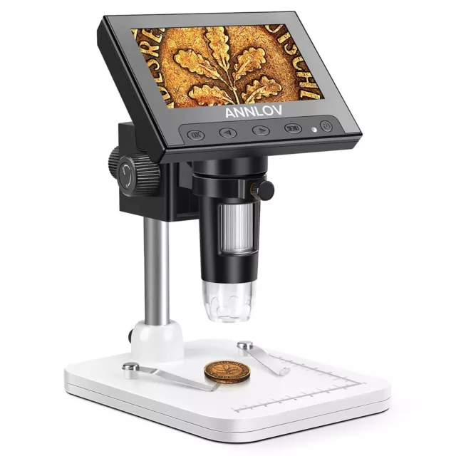 Microscopio para monedas de 4,3 pulgadas, microscopio digital LCD de aumento ANNLOV 50X-1000X...