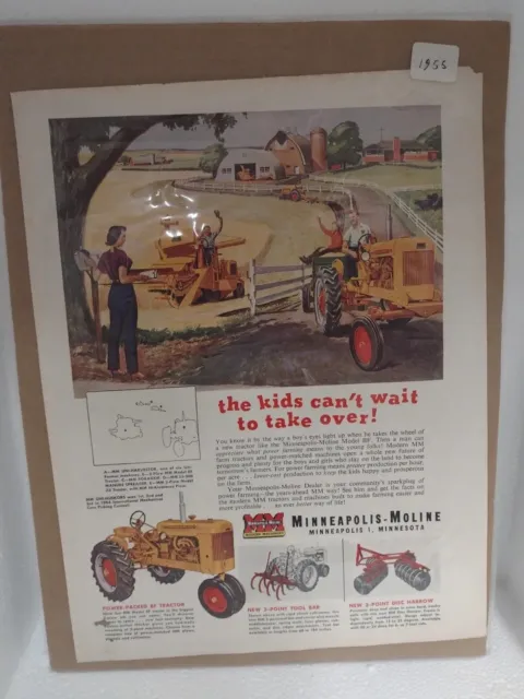 Farm Tractor Minneapolis - Moline 1955 Vintage Magazine Advertising