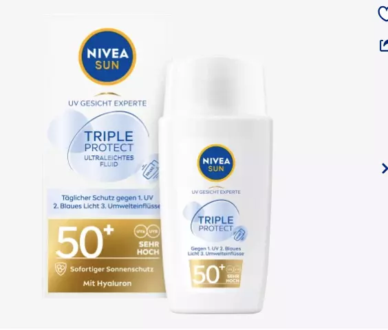 NIVEA SUN  Sonnenfluid Gesicht, triple protect, LSF 50+, 40 ml