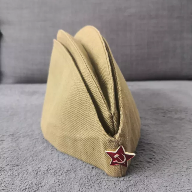 GENUINE SOVIET USSR Army Military Uniform (Pilotka) Garrison Hat Cap w ...