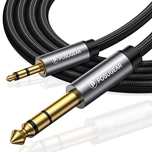 POSUGEAR Câble Audio 3.5mm vers 6.35mm Stéréo Jack 3M Nylon Tressé Jack Stéré...