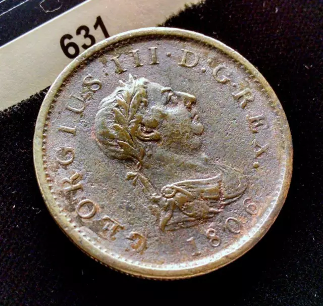 1806 Great Britain George Iii Penny Coin #631