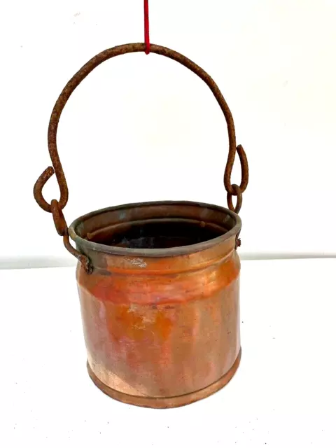 Antique Vintage Persian Turkish Rustic Hanging COPPER Bucket