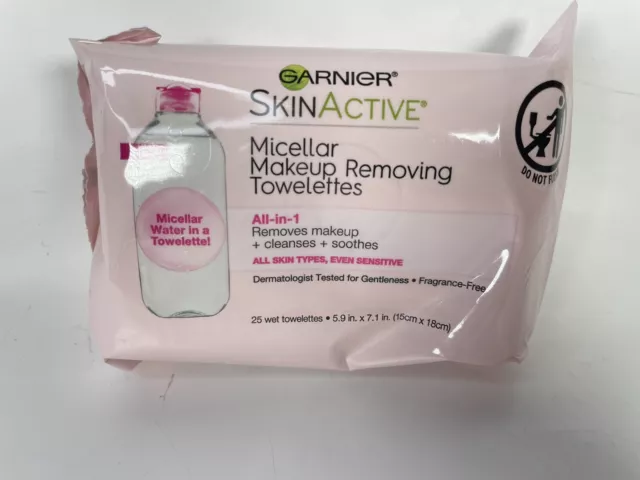 6 PACK Garnier SkinActive Micellar Makeup Removing Towelettes 25 count 3