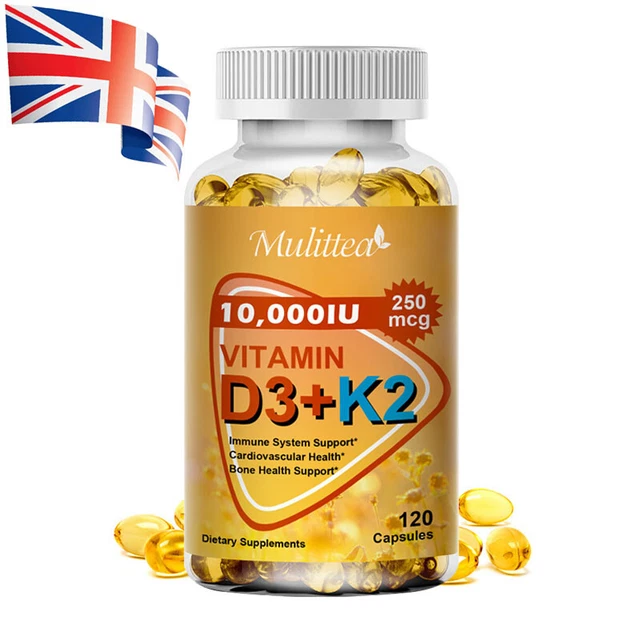 VITAMIN D3 10000IU K2 250mcg Bone Support Cardiovascular Health 120