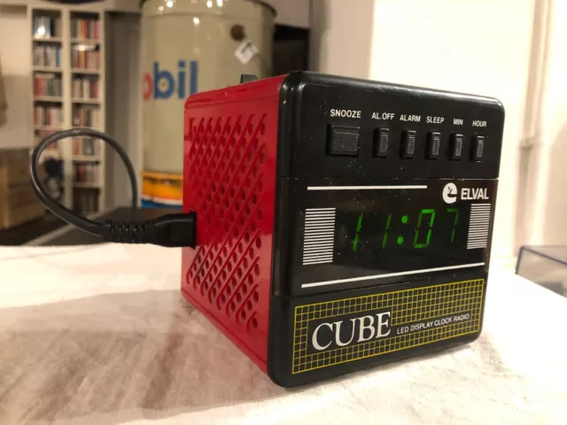 ELVAL CUBE LED DISPLAY CLOCK RADIO radiosveglia cubo rosso vintage anni 80
