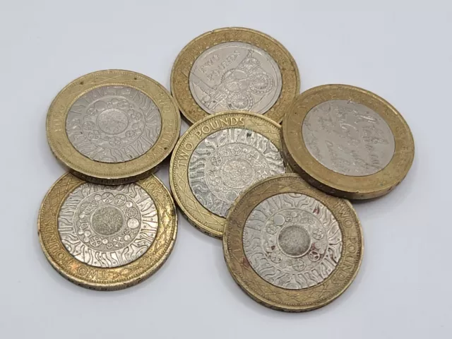 Lot of (6) UK/GB 2 Pound Coins