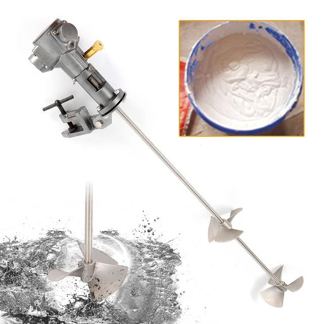 1/2 HP 50 Gal Pneumatic Mixer Rung Dope Tank Barrel Type Stainless w/2x 4" Blade