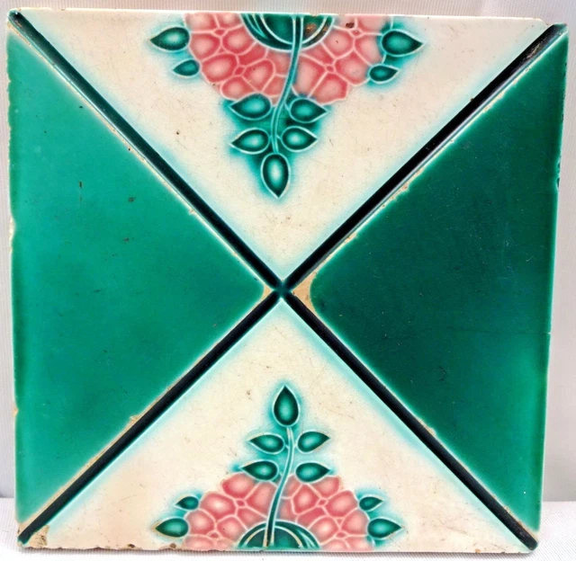 Vintage Tiles Art Nouveau Majolica Japan Architecture Collectible Porcelain # 1