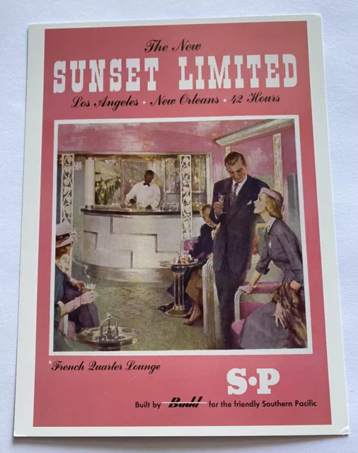 Vintage Railroad Ad Print~ Southern Pacific Sunset Limited French Quarter Lounge