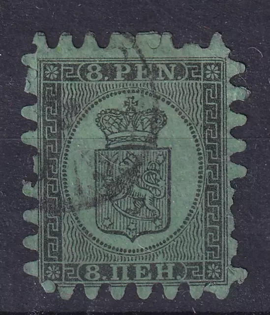 Finlandia 1866-70 - Stemma 8p Francobollo Usato n.6 Firmato