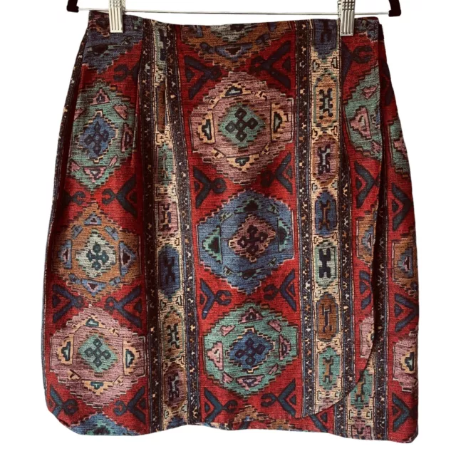 Vintage Coco West Linen Cotton Blend Wrap Skirt Aztec Coastal Cowgirl Boho W30