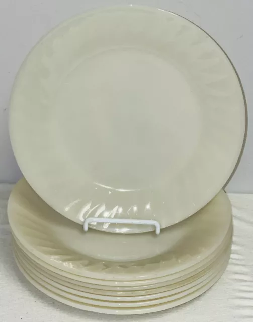 8 Hocking Fire King OVEN WARE IVORY SWIRL 9 1/8" DINNER PLATES