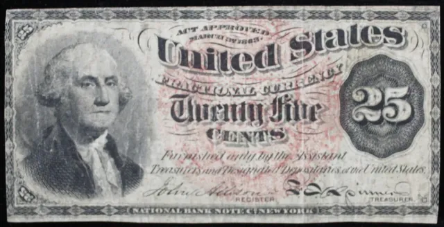 1869-1875 25-Cent 4th Issue Washington Fractional Currency Note - VG