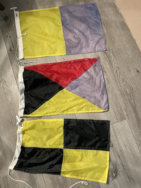 Lot 3 Ship Boat Flags Red Yellow Black