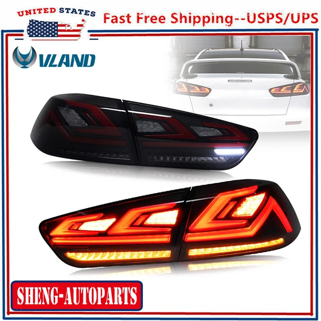 VLAND LED TAIL Lights SMOKED For Mitsubishi Lancer EVO X 20082018 Rear