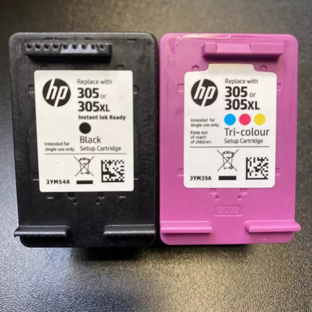 Empty 2 x  HP 305 ink cartridges 1x Tricolour 1x black