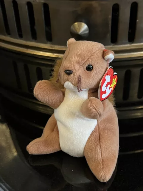 BNWT Ty Beanie Babies Nuts the Squirrel Retired PVC Pellets NEW Tagged