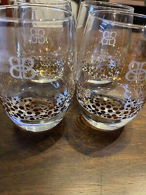 Vintage Bailey's Rocks Bar Glass Gold Confetti Dots Heavy Rounded BarWare