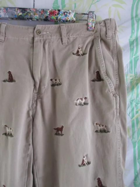 Polo Ralph Lauren beige cotton twill embroidered dogs chinos pants 33 28 Polo Ralph Lauren beige cotton twill embroidered dogs chinos pants 33 28