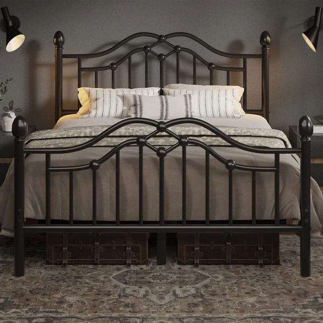 Lit En Merisier Massif – Style Louis-Philippe – 140×190 Avec Sommier Tapissier – Occasion