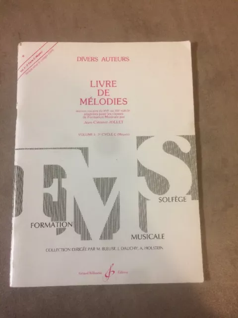 LIVRE DE MELODIES - PARTITION - Jean-Clément JOLLET- VOLUME 5 - SOLFEGE