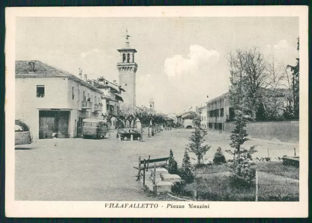 Cuneo Villafalletto piazza Mazzini Corriera FG cartolina MZ1544