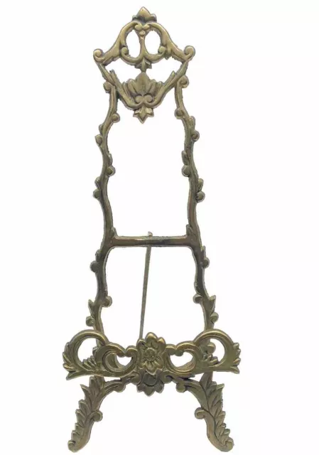 Vintage Floral Brass Art / Book / Plate / Picture Easel Display Stand Ornate