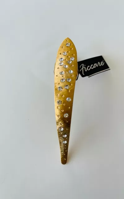 Ficcare Small Maximas Clip-Glittery Gold W/ Swarovski Crystals- 3.5"