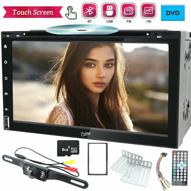 Double Din 7" Car Stereo Radio CD DVD Player AM TV Screen SD Touch Backup Camera