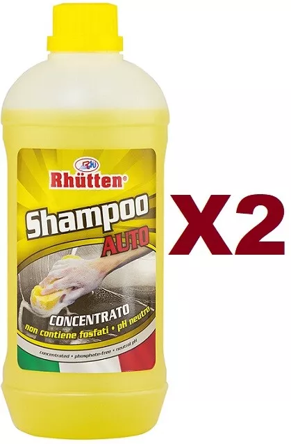 2 Pz Rhutten Shampoo Auto Concentrato 1000Ml Ph Neutro Lavaggio Moto Veicoli