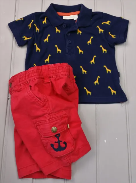 Baby Boys JOJO MAMAN Giraffe Polo T-Shirt FRUGI Cargo Shorts 6-12 Months VGC