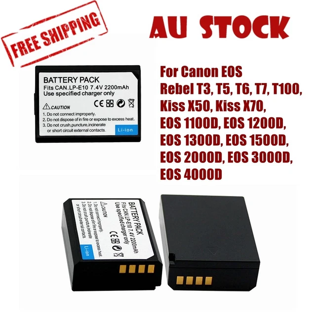 2x Batteria LP-E10 + Doppio Caricatore LCD Per Canon EOS 1100D, 1200D, 1300D, T3, T5, T6 – 1600mAh, Ricarica USB