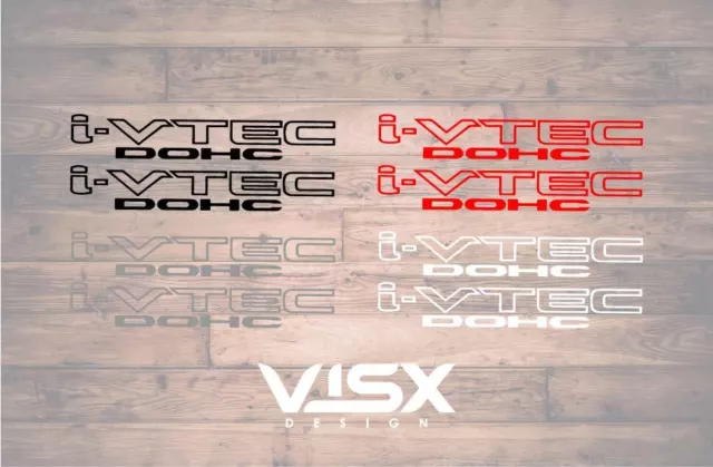 (2X PAIR)  I-VTEC DOHC 12" Vinyl Decal Vtec Sticker for Honda Civic Si Type R RS