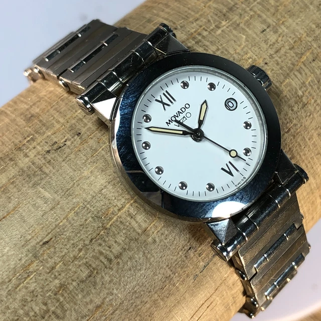 Orologio Analogico Movado Vizio Donna Acciaio Inox Tono Argento Quarzo Non Funzionante!