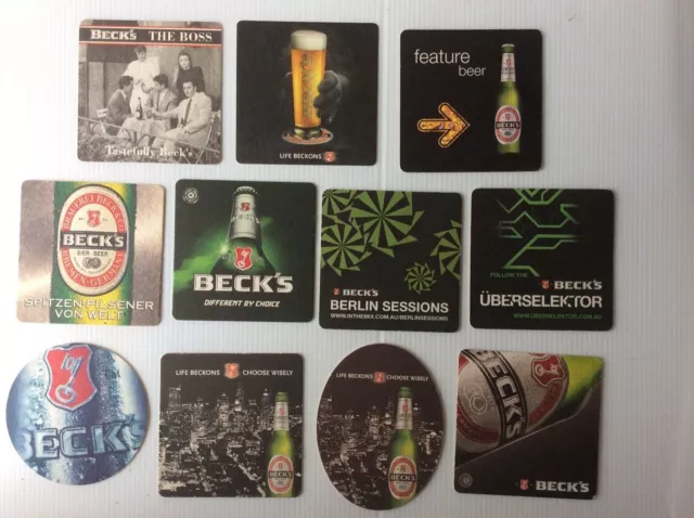 11 different Beck,s Brewery Australian  issues BEER COASTERS All 11 for $3.50