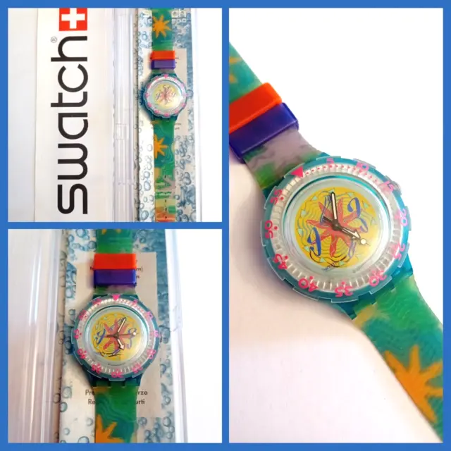 Swatch Scuba Nuovo NOS Sea Floor SDN104 1994 Vintage Orologio da polso Anni 90