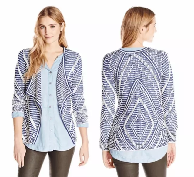 Nic + Zoe Diamond Cardigan in Blue Roma M