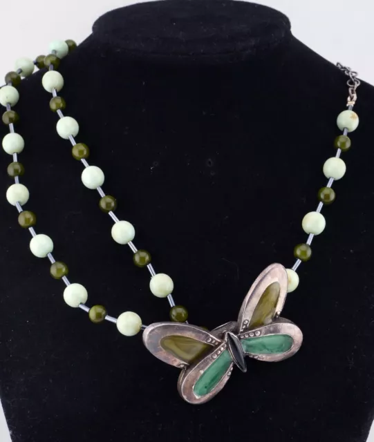 Beautiful French Designer Butterfly & Beads Necklace by Babylone of Paris