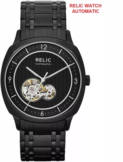 Relic men s stainless sale steel automatic skeleton watch