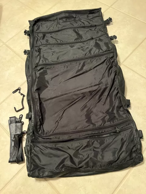 Tumi Black Napa Leather Bifold Garment Bag