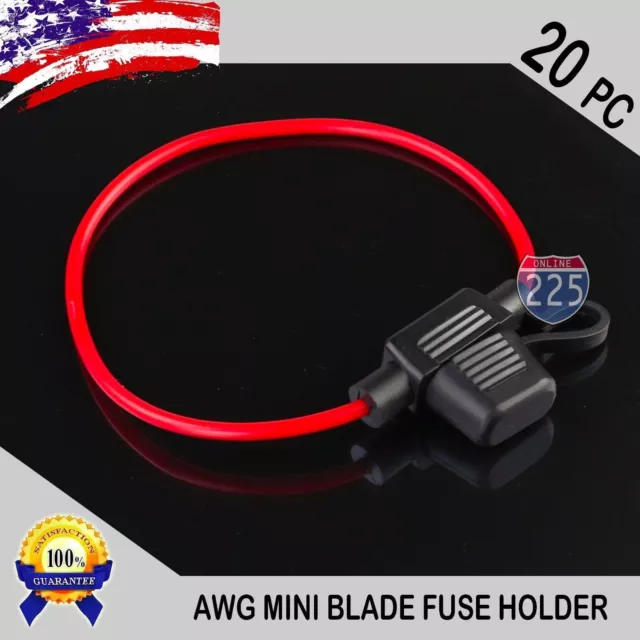 20 Pack 18 Gauge APM / ATM MINI Blade Inline Fuse Holder Car Truck Marine Boat