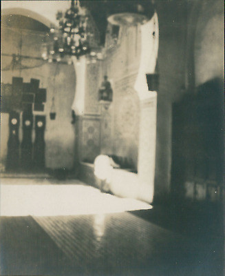 Morocco, fez, interior of the mosque of moulay Idriss, 1917 vintage silver print.