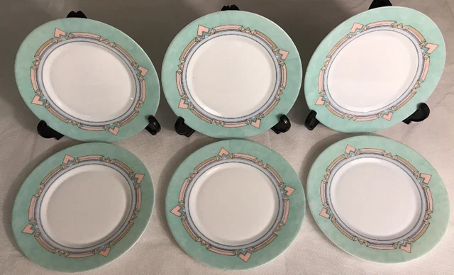 Lot De 6 Petites Assiettes Plates Vintage Arcopal France - Motif Mint, D 19,5 Cm - État Correct