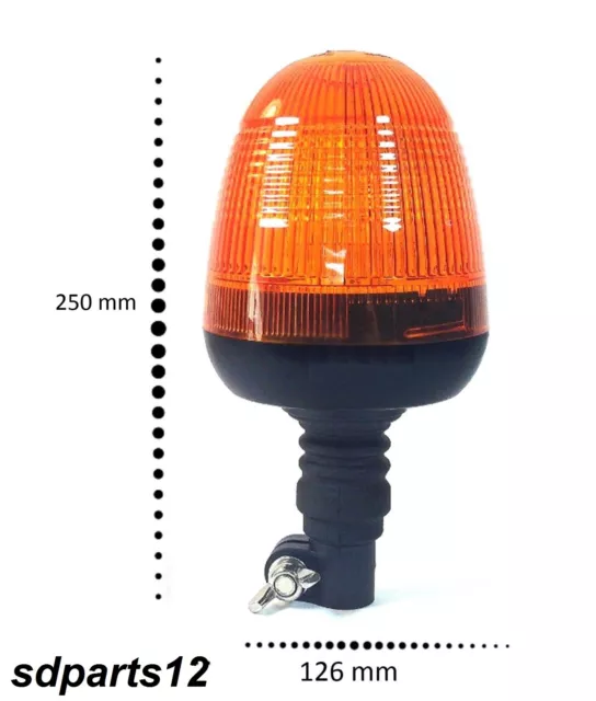 Gyrophare Balise D'avertissement 12-24V LED Orange Base Flexible Camion E9 R65