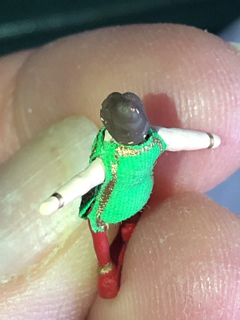 Super Tiny Miniature 1” Tall Strung Painted Metal Doll Figure Fabric Outfit 8