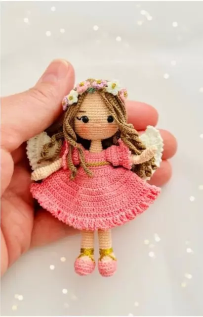 Crochet Pattern Paper Copy Miniature Flower Fairy Doll With Wings 4Ply    88