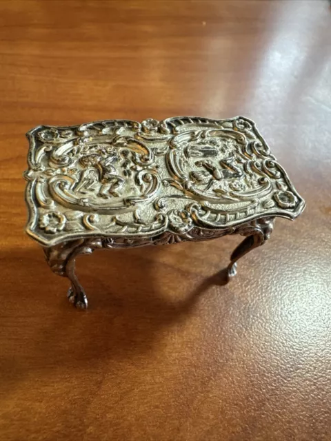 Antique Victorian STERLING Silver Miniature Table With Cherubs ENGLISH w/ Marks