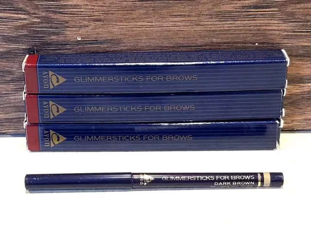 3-pc Avon Glimmersticks For Brows DARK BROWN eyebrow definer pencil NIB