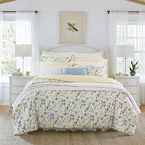 Home - King Duvet Cover Set, Cotton Sateen Reversible Bedding with Matching S...